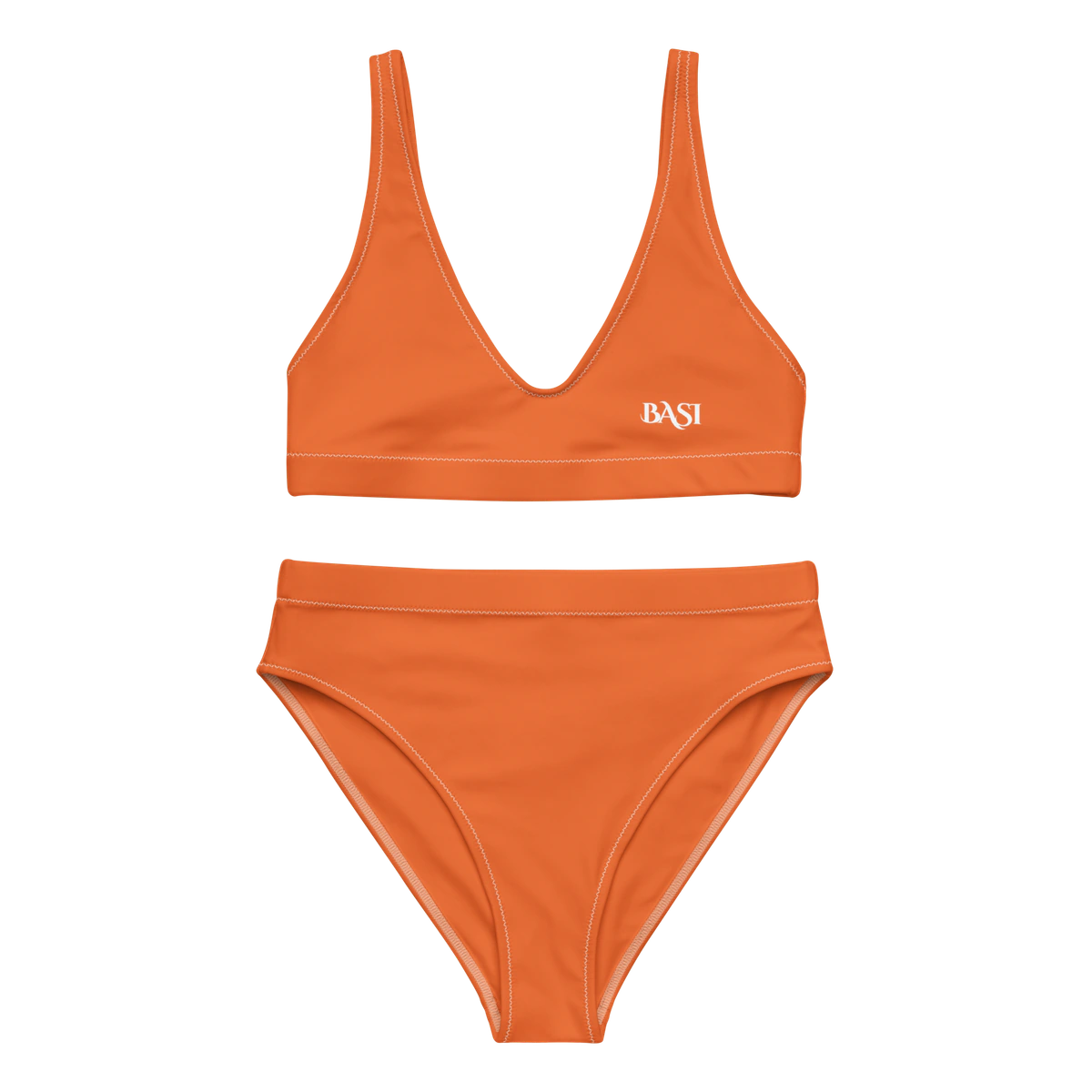 Front view of the BASI Orange High-Waisted Bikini