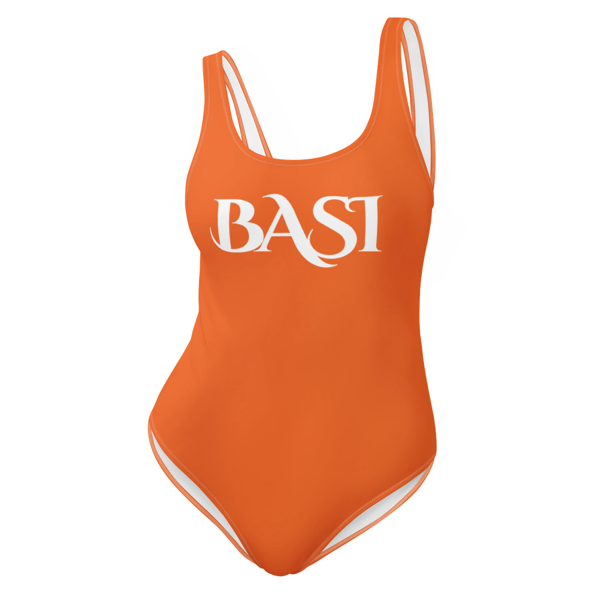 Front view of the BASI Orange One-Piece Swimsuit